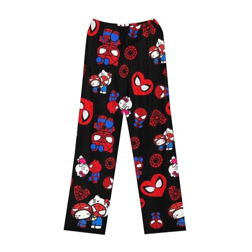 Generic Hello Pyjama Hose Hello, Pyjamahose Damen Lang Spider Hose Pyjama Man Hello Pants Y2K Matching Pyjamas Couple Spider Pyjamahose Hose Man Cute Pyjama Damen Y2K Plush(A01,M) von Generic