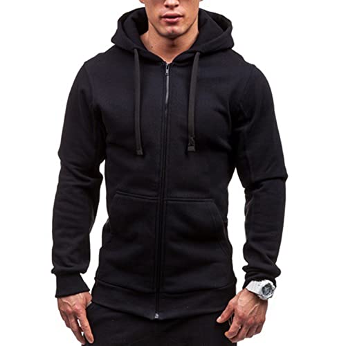 Hoodie Herren,Pullover Herren Zip up Langarm Hoodie mit Kapuze Kapuzenpullover mit Reißverschluss Sweatjacke Kordelzug Casual Sport Herbst Winter Sweatshirt Kapuzenjacke Kapuzenpulli Pulli von Generic