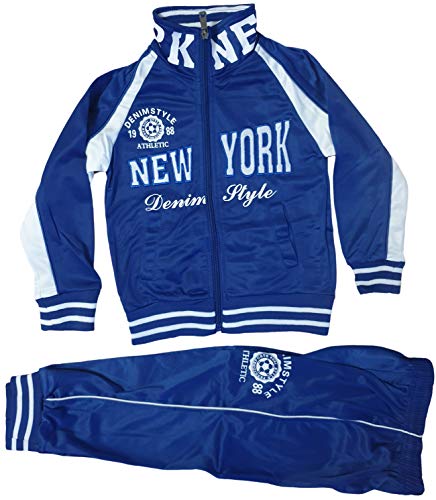 Kinder Jungen Mädchen Trainingsanzug Sportanzug Jogginganzug Hose Jacke New York (Blau, 98/104) von Generic