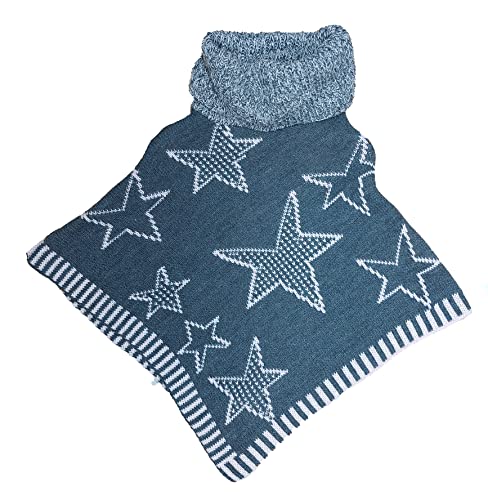 Kinder Mädchen Poncho Einhorn Pailletten Pullover Schalkragen Rollkragen (Sterne Grau, 122) von Generic