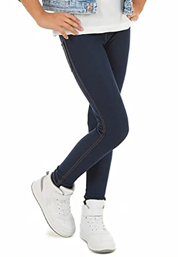 Solvera Ltd Baumwolle Leggings für Mädchen Jeans-Optik Treggings Frühling Sommer Lange Leggings Baby Fitness Hose Kinder Sport(134, Dunkelblau) von Generic