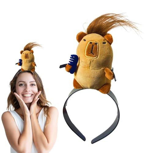 Generic Stofftier-Haarspangen, Haarspangen für Mädchen - Frauen Mädchen Haarspange Gefüllte Capybara-Form - Modeaccessoire für Teenager-Mädchen, Puppenförmige Kopfbedeckung für Reisen, Strandpartys, von Generic