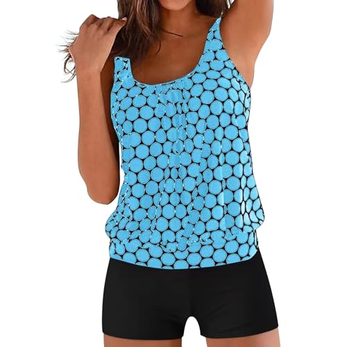 Generic Tankini Damen Bauchweg Zweiteilig Badeanzug Push up Bademoden GroßE GrößE Tankini Set Tankini Schwimmanzug Bikini Tank Elegant Polka Dot Sommer Badeanzüge Strand Oberteil mit Badeshorts von Generic