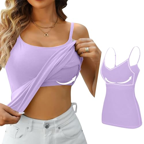 Generic Top Damen Elegant Einfarbig Ärmelloses U-Ausschnitt Spaghetti Top mit Eingebauter BH Gepolstert Verstellbare Spaghettiträger Tank Tops mit Integriertem Lässige Cami Tanks Fitting Yoga BH Generic Top Damen Elegant Einfarbig Ärmelloses U-Ausschnitt Spaghetti Top mit Eingebauter BH Gepolstert Verstellbare Spaghettiträger Tank Tops mit Integriertem Lässige Cami Tanks Fitting Yoga BH von Generic