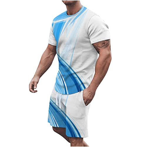 Generic angebot des tages blitzangebot Sommer Outfit Herren 2024 Hawaii Kostüm Stretch Atmungsaktiv Set Bequeme Casual T Shirt Regular Workout Sport Set Basic Freizeitanzug Kurzarm Running Outfit von Generic