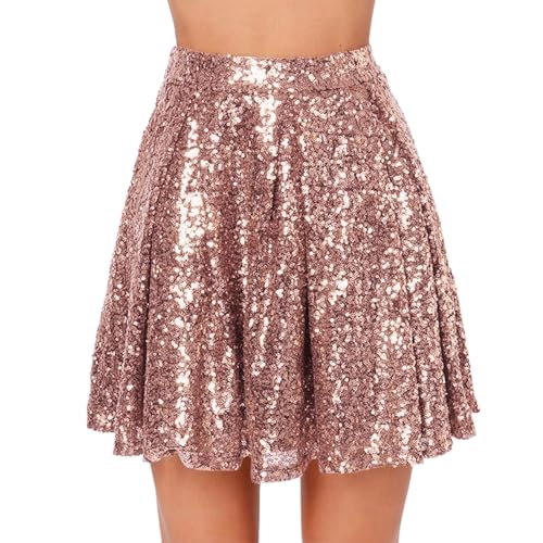 Glitzer Rock Silber, Pailletten Rock Gold, Metallischer Faltenrock Damen Metallic Röcke Leder Minirock Glitzerrock Pailettenrock für Damen Skater Skirt Karneval Kostüm Fasching Festival Disco Outfit Glitzer Rock Silber, Pailletten Rock Gold, Metallischer Faltenrock Damen Metallic Röcke Leder Minirock Glitzerrock Pailettenrock für Damen Skater Skirt Karneval Kostüm Fasching Festival Disco Outfit von Generic