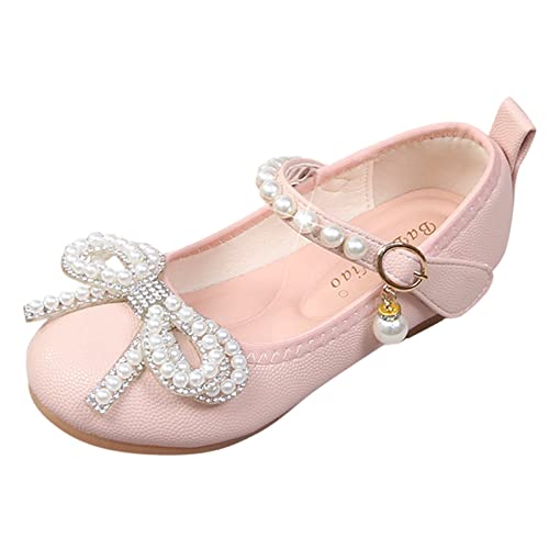 Graue Sneaker Damen Kinder Kleine Lederschuhe Einzelne Schuhe Baby Kleine Lederschuhe Weiche Sohle Schnalle Kristall Prinzessin Schuhe Kinder Mädchen Schuhe (Pink, 32 Big Kids) von Generic