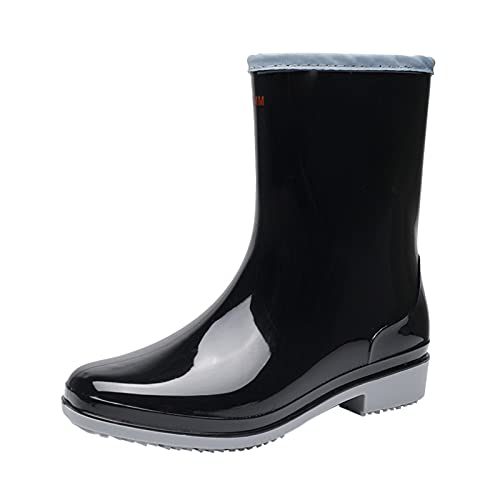 Gummistiefel Damen Halbhoch Regenstiefel Wasserdicht Gartenschuhe Halb Stiefel mit Komfort Einlegesohle Bequem Gummistiefeletten mit Flacher Absatz Frauen Regenschuhe Mode Leicht Stiefelette von Generic