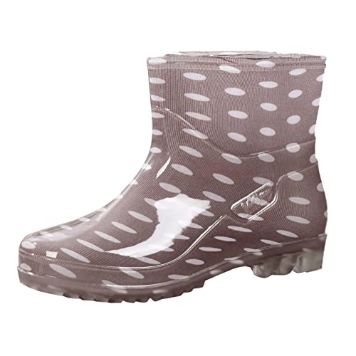 Gummistiefel Damen Kurz Weitschaft Polka-Punkte Regenstiefel Sommer Flach Stiefeletten für Damen Weiche Rutschfest Rain Boots Leichte Schnell Trocknende Regenstiefeletten Elegant Damenschuhe von Generic