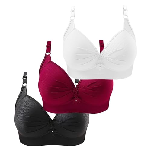 HUIFUAO 3er Pack BHS für Frauen ohne Bügel Push Up Baumwolle Damen Bralette Übergröße Bequem Verstellbarer Schultergurt Unterwäsche, A-1Schwarz + 1Rot + 1Weiß, 4XL HUIFUAO 3er Pack BHS für Frauen ohne Bügel Push Up Baumwolle Damen Bralette Übergröße Bequem Verstellbarer Schultergurt Unterwäsche, A-1Schwarz + 1Rot + 1Weiß, 4XL von Generic