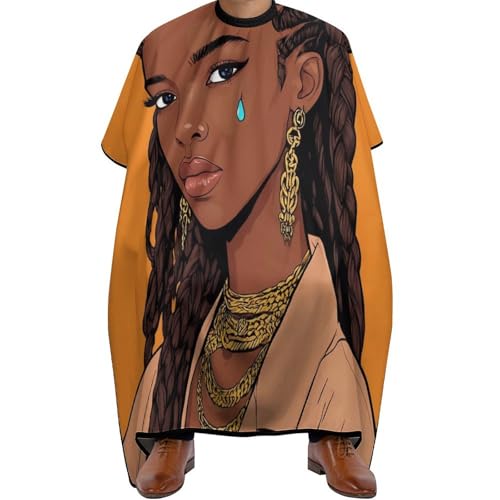 Haarschneideumhang Coole Dreadlocks Haar Afican Girl Art, Unisex Barber Cape Polyester Friseure Kleid für Haarschnitt Haarschneiden 140X168cm Haarschneideumhang Coole Dreadlocks Haar Afican Girl Art, Unisex Barber Cape Polyester Friseure Kleid für Haarschnitt Haarschneiden 140X168cm von Generic