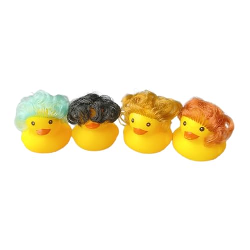 Haarstylisten Gummiente,Perücke Gummiente,Gelbe Gummienten - Niedliche Gummi-Enten-Badeparty-Spielzeuge, quietschende Gummi-Schwimmente, Gummi-Enten-Schwimmer für das Badezimmer von Generic