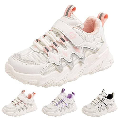 Halbschuhe Mädchen 34 für und Mädchen Dicke Sohlen rutschfeste Schnürung Hakenschlaufe Mesh atmungsaktiv bequem einfarbig lässig Schuhe Kinder Mädchen 28 (Pink, 28.5 Little Child) von Generic