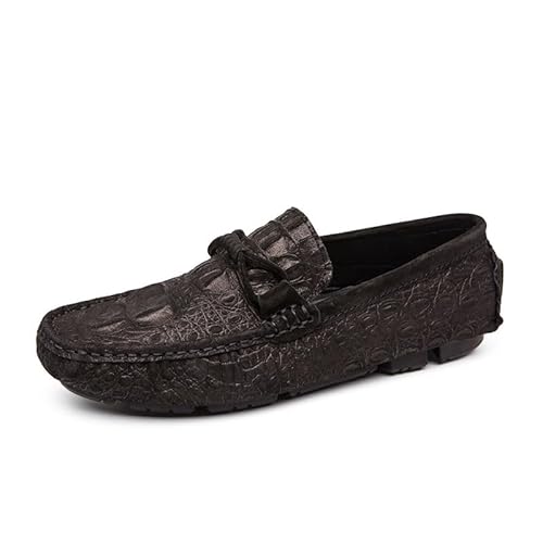 Halbschuhe for Herren, einfarbig, Krokodil-Print, Loafer im Fahrstil, Nubukleder, Flacher Absatz, leicht, rutschfest, modisch, for Hineinschlüpfen(Color:Schwarz,Size:42 EU) von Generic