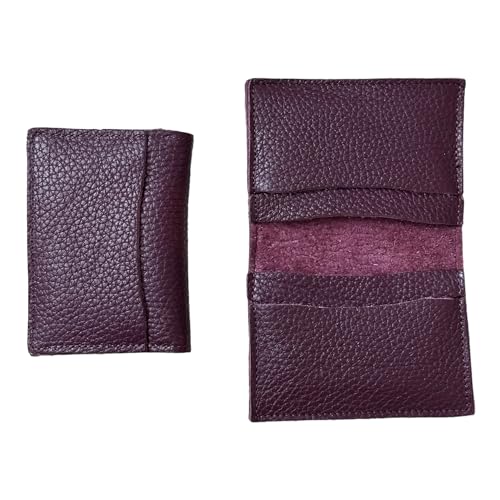 Handgefertigter lila Kartenhalter und Geldbörse (8,9 x 6,3 cm) für Frauen und Mädchen Schlanker, eleganter Geschenkkartenhalter, echtes Leder und handgefertigter Kartenhalter, Violett, Moderne von Generic