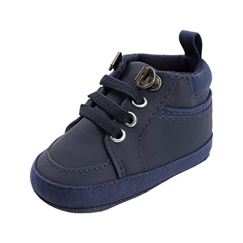 Hausschuhe Baby Mädchen Baby solide Kleinkind -gebunden Schuhe Schuhe Baby Schuhe Lauflerner Schuhe (Dark Blue, 6-12) von Generic