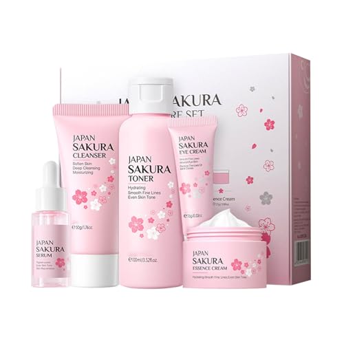 Hautpflege-Set - Japan Sakura Frauen Schönheit Geschenk-Sets Hautpflege-Set mit Cleanser, Toner, Serum, Augencreme, Gesichtscreme Travel Kit für Frauen Teenager-Mädchen Mutter Tochter Geburtstag Größe Hautpflege-Set - Japan Sakura Frauen Schönheit Geschenk-Sets Hautpflege-Set mit Cleanser, Toner, Serum, Augencreme, Gesichtscreme Travel Kit für Frauen Teenager-Mädchen Mutter Tochter Geburtstag Größe von Generic