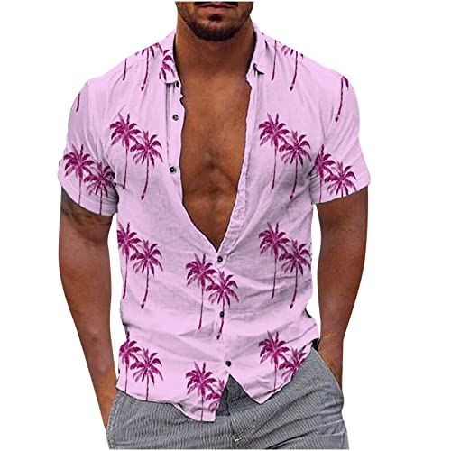 Hawaiihemd Herren Freizeithemden Baumwolle Strandhemd Hawaii Hemd Männer Kurzarmhemd Herrenhemden Palmen Blumen Druck Sommerhemd Regular Fit Slim Fit Kurzarmshirt Oberteile von Generic