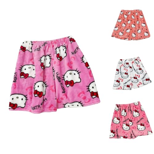 Hello Kἰtty Schlafanzug Damen Hosen Kurz Flanell Schlafanzug Warm Baumwolle Kawaii Pyjama Schlafhose Anime Bequeme Winter Kuschelhose Lustige Geschenke (Rosa,L) von Generic