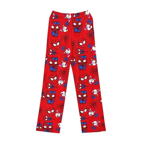 Hello Kἰtty Schlafanzug Damen Hosen Lang Flanell Schlafanzug Warm Baumwolle Kawaii Pyjama Schlafhose Winter Anime Bequeme Kuschelhose Lustige Geschenke Rot L von Generic