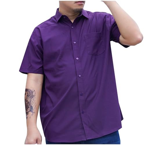 Hemd Herren Baumwolle Kurzarm Hemden Sommer Freizeithemden Business Kurzarmhemd Freizeit Bügelfrei Herrenhemden Oversized Fischerhemd Stehkragenhemd Lila 4XL Hemd Herren Baumwolle Kurzarm Hemden Sommer Freizeithemden Business Kurzarmhemd Freizeit Bügelfrei Herrenhemden Oversized Fischerhemd Stehkragenhemd Lila 4XL von Generic