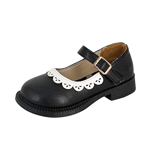 Herbstschuhe Mädchen 31 Kleinkind Kleines Kind Mädchen Lederschuhe Baby Weiche Sohlen Prinzessin Schuhe Kleines Mädchen Freizeitschuhe Student Einzelschuhe Spitzenschuhe (Black, 29 Little Child) von Generic