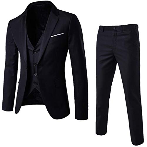 Herren Anzug 3 Teilig Slim Fit Herrenanzug Sakko Weste Hose für Hochzeit Business Regular Fit Anzughose Anzug Weste Set Smoking für Männer Anzug von Generic