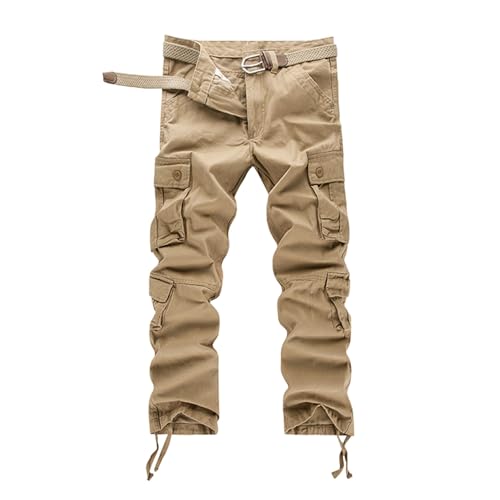 Herren Cargohose Klassisch Retro Freizeithose Einfarbig Multi Taschen Wanderhose mit Knopf Bequeme Locker Baumwolle Arbeitshose Leicht Luftig Freizeithose Herren Cargohose Klassisch Retro Freizeithose Einfarbig Multi Taschen Wanderhose mit Knopf Bequeme Locker Baumwolle Arbeitshose Leicht Luftig Freizeithose von Generic