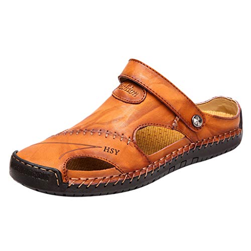 Herren Casual Closed Toe Sandalen Leder Outdoor Beach Sommersandalen Hausschuhe Hausschuhe Flache Schuhe Herren Casual Closed Toe Sandalen Leder Outdoor Beach Sommersandalen Hausschuhe Hausschuhe Flache Schuhe von Generic