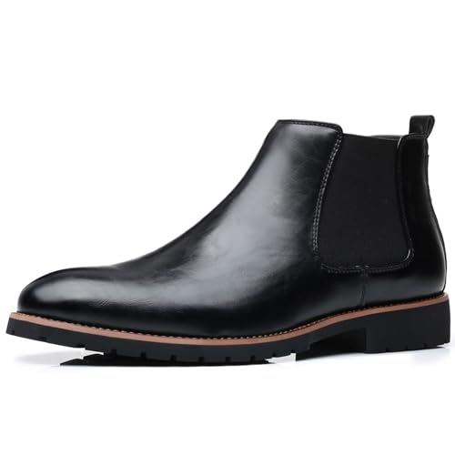 Herren Chelsea Boots PU Leder Klassisch Kleid Stiefel Für Männer,Schwarz,40 EU von Generic