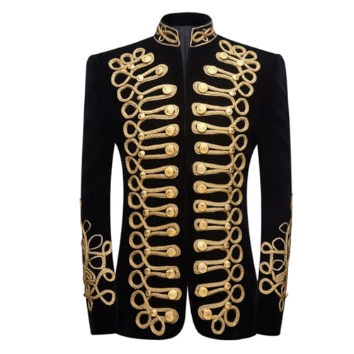 Herren Court Prince Uniform Gold Bestickte Anzugjacke Zweireihiger Hochzeitsfeier Abschlussball Anzug Blazer Gold XXL Herren Court Prince Uniform Gold Bestickte Anzugjacke Zweireihiger Hochzeitsfeier Abschlussball Anzug Blazer Gold XXL von Generic