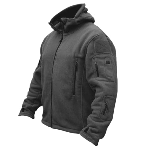 Herren Fleecejacke Military Outdoor Winddichte Jacke Mit Kapuze - Warme Taktische Strickfleece-Jacke Mit Fleece Innenseite Herren Fleecejacke Military Outdoor Winddichte Jacke Mit Kapuze - Warme Taktische Strickfleece-Jacke Mit Fleece Innenseite von Generic