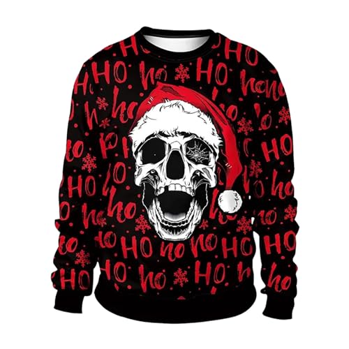 Herren Frohe Weihnachten Pullover Lustige Hässliche Weihnachtspullover 3D Gedruckt Xmas Sweatshirt Pullover Ugly Christmas Sweater Rundhals Langarm Weihnachtspulli Winter Weihnachts Pulli Langarmshirt von Generic