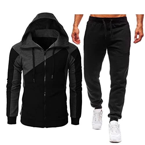 Herren Jogginganzug Freizeitanzug Sportanzug Leisure Suit Tracksuit Tracksuit Joggingsuit Trainingsanzug Sportbekleidung Hausanzug Comfortable Breathable 2-piece Fitness Langarm Sweatshirt von Generic