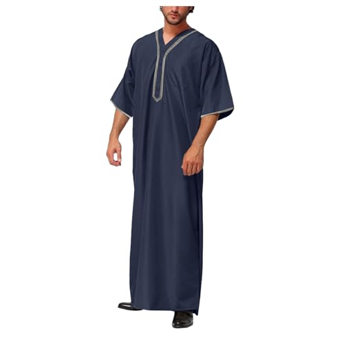 Herren Kaftan V-Ausschnitt Langarm Kaftan Herren Lang Knopf Hoch Thobe Herren Seite Split Baumwolle Muslimische Kleider Herren Gebetskleidung für Männer Muslim Kaftan Abaya Herren Kaftan V-Ausschnitt Langarm Kaftan Herren Lang Knopf Hoch Thobe Herren Seite Split Baumwolle Muslimische Kleider Herren Gebetskleidung für Männer Muslim Kaftan Abaya von Generic