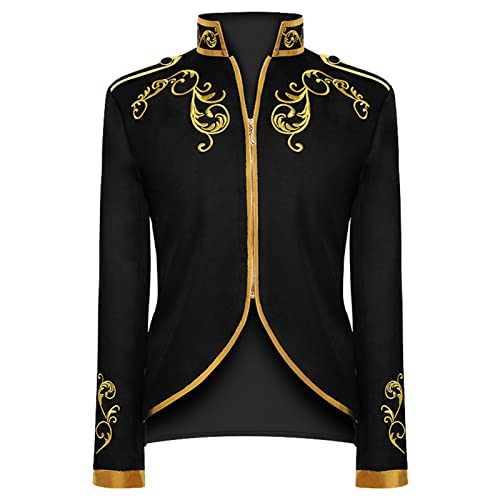 Herren Kostüm Blazer Gothic Frack Mantel Männer Festlich Anzug Mittelalter Viktorianischen Retro Jacke (Black, M) von Generic