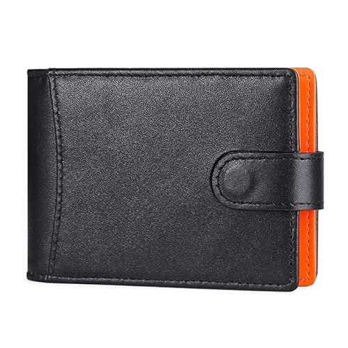 Herren Kurze Geldbörse PU mit Kreditkartenfach Ausziehbar Bankkarten Etui Slim Wallet, Schwarz / Orange von Generic