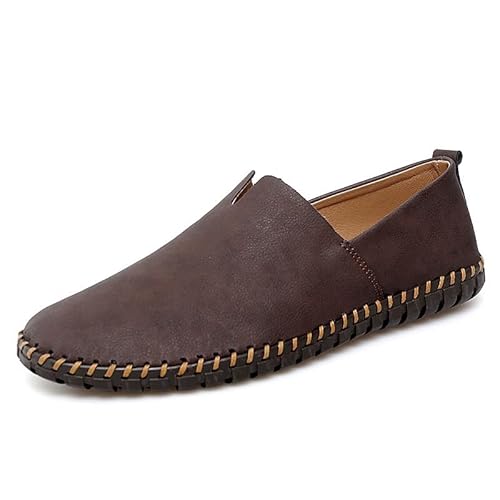 Herren-Loafer-Schuh, veganes Leder, Nahtdetails, Smoking-Schuhe, widerstandsfähig, flexibel, bequem, lässig, for Hineinschlüpfen(Color:Dark Purple,Size:46 EU) von Generic