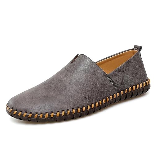 Herren-Loafer-Schuh, veganes Leder, Nahtdetails, Smoking-Schuhe, widerstandsfähig, flexibel, bequem, lässig, for Hineinschlüpfen(Color:Grey,Size:43 EU) von Generic