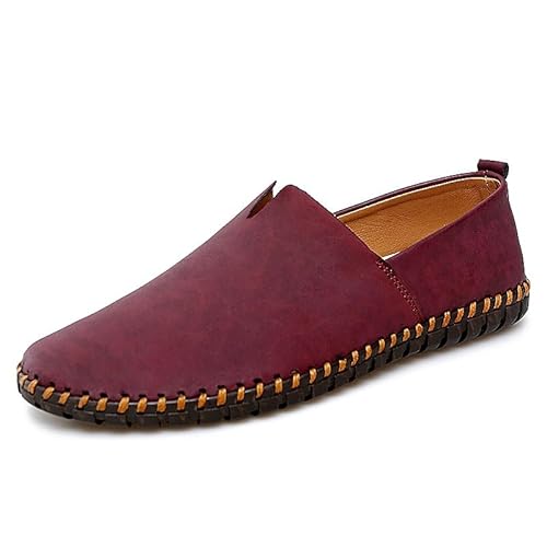 Herren-Loafer-Schuh, veganes Leder, Nahtdetails, Smoking-Schuhe, widerstandsfähig, flexibel, bequem, lässig, for Hineinschlüpfen(Color:rot,Size:44.5 EU) von Generic