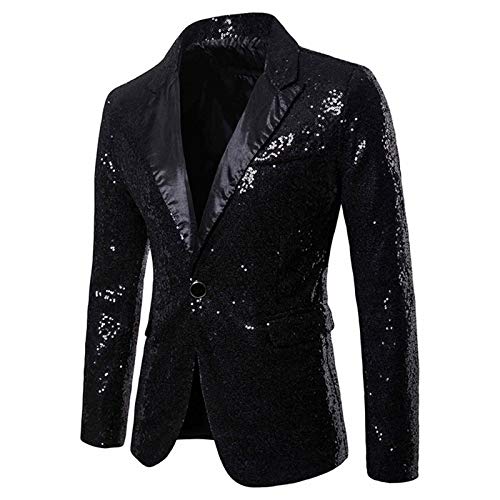 Herren Pailletten Anzugjacke Sakko Gold Glitzer Blazer Slim Fit Hochzeit Mantel Langarm Mantel Anzug Herrenjacke Performance-Kostüm EIN-Knopf-Jacke für Hochzeit und Party, Abschlussball Herren Pailletten Anzugjacke Sakko Gold Glitzer Blazer Slim Fit Hochzeit Mantel Langarm Mantel Anzug Herrenjacke Performance-Kostüm EIN-Knopf-Jacke für Hochzeit und Party, Abschlussball von Generic