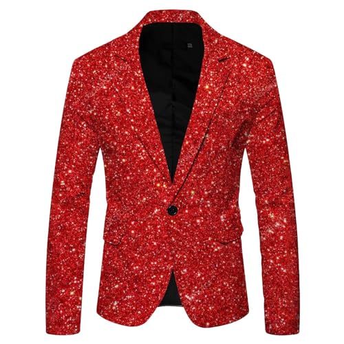 Herren Pailletten Sakko Gold Glitzer Blazer Slim Fit Hochzeit Mantel Langarm Anzug Herrenjacke Performance-Kostüm für Hochzeit und Party Herren Pailletten Sakko Gold Glitzer Blazer Slim Fit Hochzeit Mantel Langarm Anzug Herrenjacke Performance-Kostüm für Hochzeit und Party von Generic