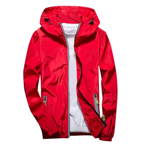 Herren Regen Jacke mit Kapuze wasserdicht leichte Jacke und Reißverschlusstaschen Regenmantel für Outdoor Camping Wandern Reflektierender Reißverschluss + normale Passform Herren Regen Jacke mit Kapuze wasserdicht leichte Jacke und Reißverschlusstaschen Regenmantel für Outdoor Camping Wandern Reflektierender Reißverschluss + normale Passform von Generic
