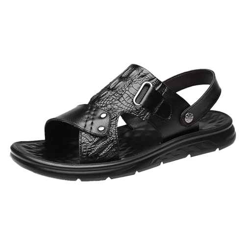 Herren Sandalen Leder Mit Fußbett - Strandschuhe Herren 44 - Strand Casual Sandalen Sport Outdoor Leder Trekkingsandalen Wanderschuhe Laufschuhe Lässige Sneaker Sportsandalen Bequeme Orthopädische von Generic