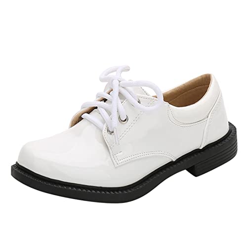 Herren Schneeschuhe Wasserdicht Mode Sommer und Lederschuhe Stiefel Dicke Sohlen Studenten Kleid Schuhe Performance Schuhe Schnürschuhe zum Hineinschlüpfen bequem lässig Girls (White, 35 Big Kids) von Generic