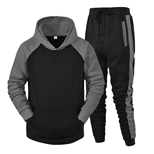 Jogginganzug Herren Trainingsanzug Langarm Sportanzug Winter Outdoor Tracksuit Wärmend Kapuzenpullover Jogging Anzug Set mit Hoodie und Jogginghosen Männer Fussball Trainingsanzüge (2 Stück Anzug) von Generic