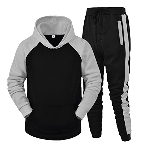 Jogginganzug Herren Trainingsanzug Langarm Sportanzug Winter Outdoor Tracksuit Wärmend Kapuzenpullover Jogging Anzug Set mit Hoodie und Jogginghosen Männer Fussball Trainingsanzüge (2 Stück Anzug) von Generic