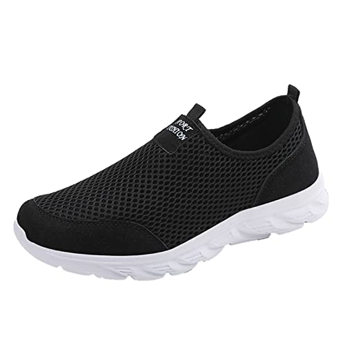 Herrenschuhe Sommer Leichte Atmungsaktive Freizeitschuhe Single Mesh Lässige Laufschuhe Herren Schuhe Business Stoff (Black, 40) von Generic