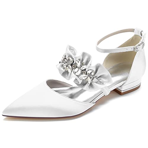 Hochzeit Flache Schuhe Damen Pointed Toe Bridal Elegante Ballettschuhe Flache Schuhe 2.5Cm,Weiß,39 EU Hochzeit Flache Schuhe Damen Pointed Toe Bridal Elegante Ballettschuhe Flache Schuhe 2.5Cm,Weiß,39 EU von Generic