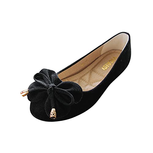 Hochzeit Schuhe Damen Creme Damen Singles Schuhe Flache Schuhe Bowknot Freizeitschuhe Slip On Arbeitsschuhe für Damen Schwarze Hohe Schuhe Damen (Black, 40) von Generic